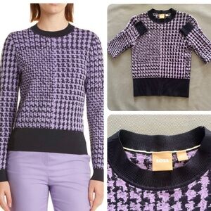 BOSS Favianna Wool & Cotton Blend Sweater in Paisley Purple Fantasy Size X-Small